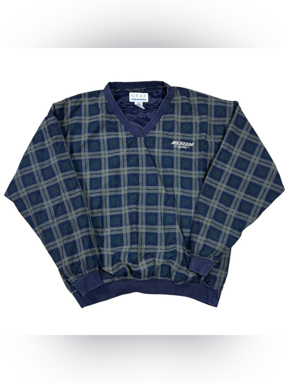 Vintage 90s Gear For Sports Michelob Light Plaid Golf Pullover Jacket Men’s L